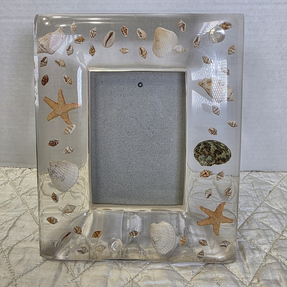 Sonoma Lucite Acrylic Seashell Picture Photo Frame 6 ¾" X 8 ¼"